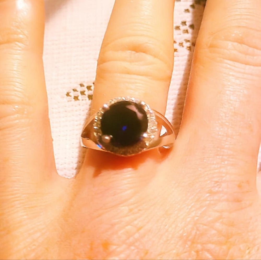 Men's ring dark blue sapphire birthstone